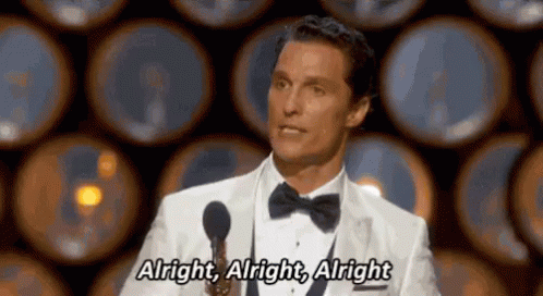 Matthew McConaughey saying alright alright on stage