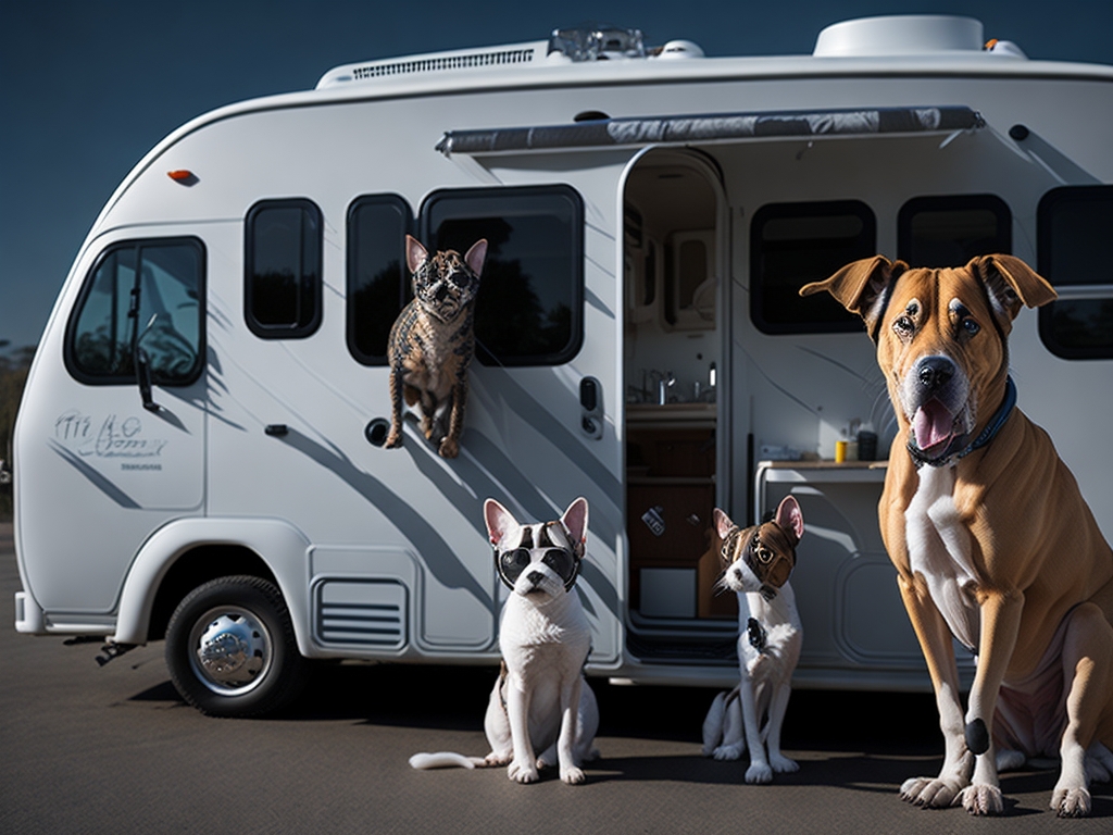 Dogs hanging out in front of RV